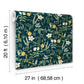 Herb Garden Navy Botanical Premium Peel + Stick Wallpaper