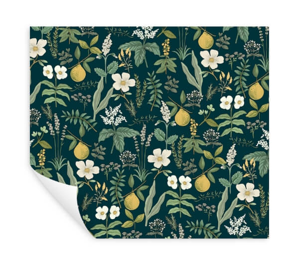 Herb Garden Navy Botanical Premium Peel + Stick Wallpaper