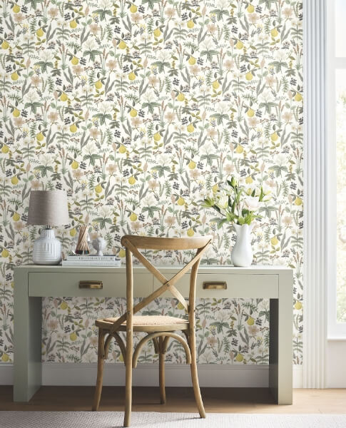 Herb Garden Cream Botanical Premium Peel + Stick Wallpaper
