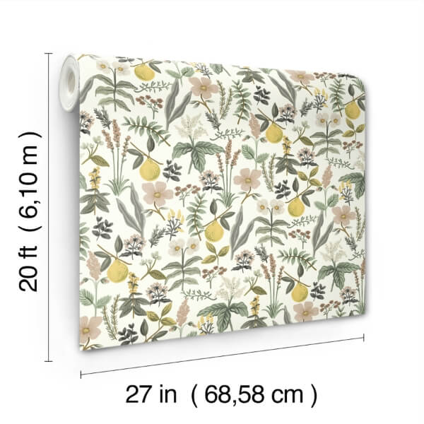 Herb Garden Cream Botanical Premium Peel + Stick Wallpaper