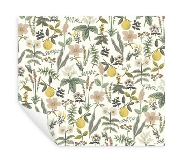 Herb Garden Cream Botanical Premium Peel + Stick Wallpaper