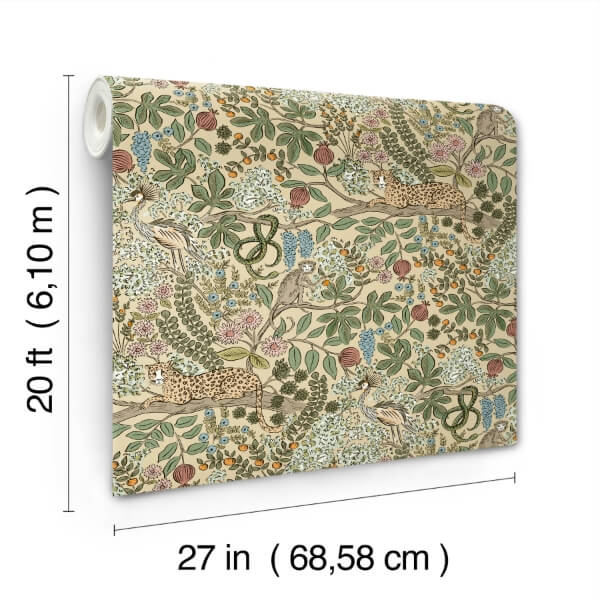 Safari Beige Jungle Toile Premium Peel + Stick Wallpaper