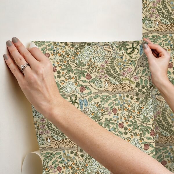 Safari Beige Jungle Toile Premium Peel + Stick Wallpaper