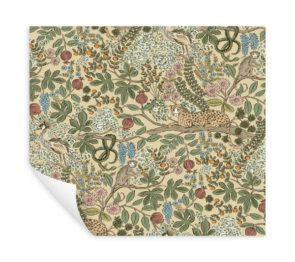 Safari Beige Jungle Toile Premium Peel + Stick Wallpaper