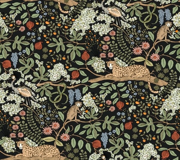Safari Black Jungle Toile Premium Peel + Stick Wallpaper
