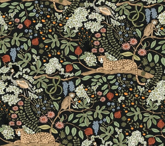Safari Black Jungle Toile Premium Peel + Stick Wallpaper