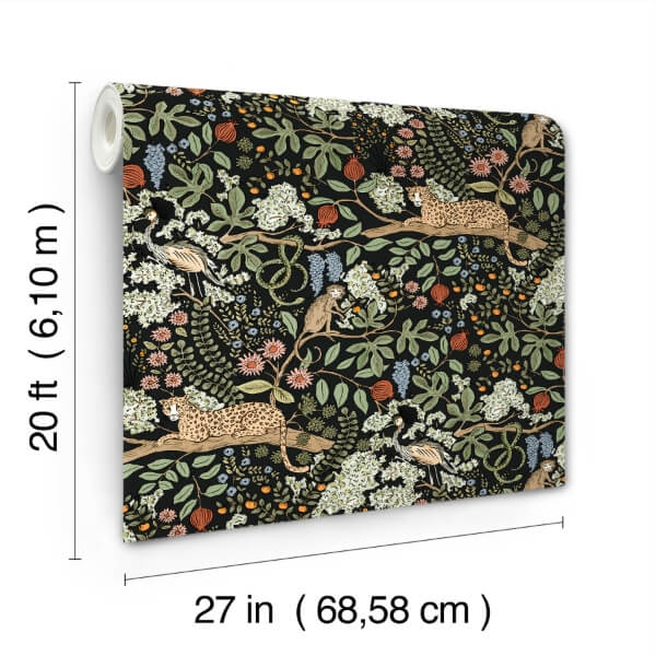 Safari Black Jungle Toile Premium Peel + Stick Wallpaper