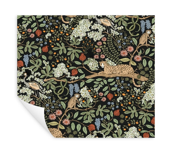 Safari Black Jungle Toile Premium Peel + Stick Wallpaper