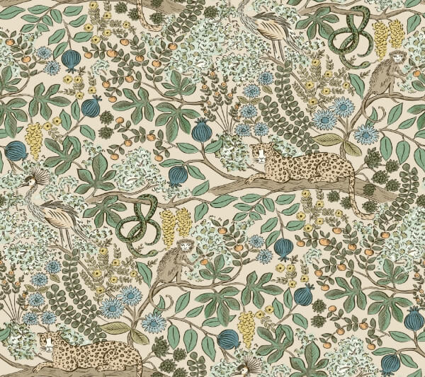 Safari Cream Jungle Toile Premium Peel + Stick Wallpaper