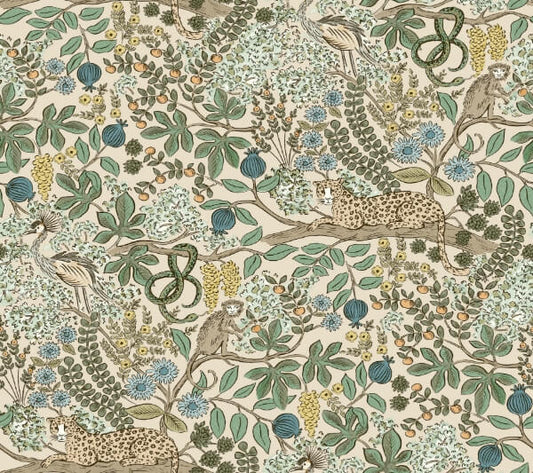 Safari Cream Jungle Toile Premium Peel + Stick Wallpaper