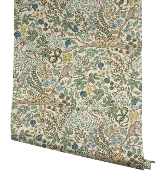 Safari Cream Jungle Toile Premium Peel + Stick Wallpaper