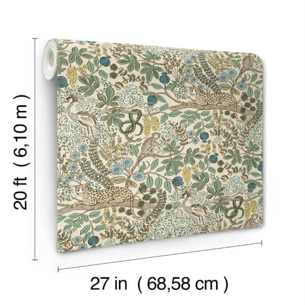 Safari Cream Jungle Toile Premium Peel + Stick Wallpaper
