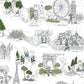 Travel Sketches Blue Globetrotter Premium Peel + Stick Wallpaper