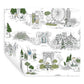 Travel Sketches Blue Globetrotter Premium Peel + Stick Wallpaper