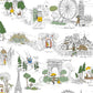 Travel Sketches Yellow Globetrotter Premium Peel + Stick Wallpaper