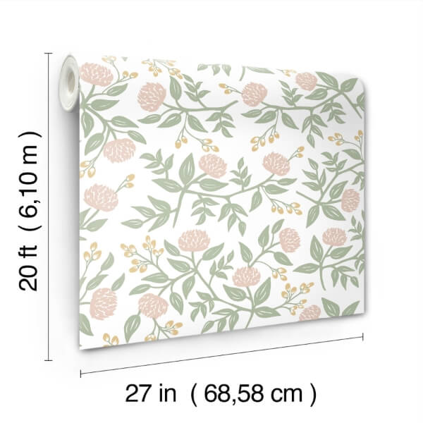 Peonies Blush Floral Premium Peel + Stick Wallpaper