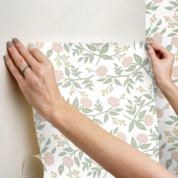 Peonies Blush Floral Premium Peel + Stick Wallpaper