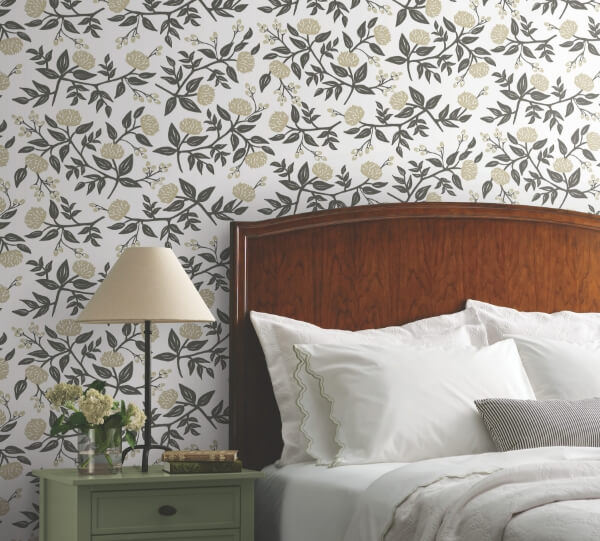 Peonies Gold Floral Premium Peel + Stick Wallpaper