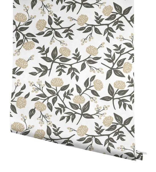 Peonies Gold Floral Premium Peel + Stick Wallpaper