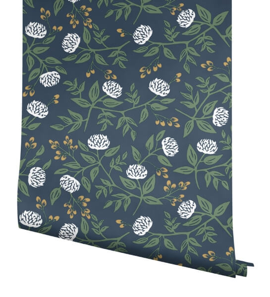 Peonies Navy Floral Premium Peel + Stick Wallpaper