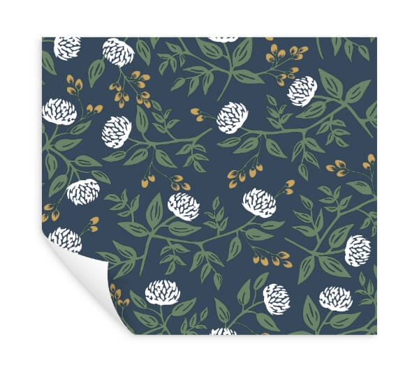 Peonies Navy Floral Premium Peel + Stick Wallpaper
