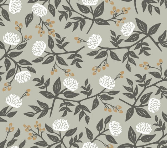 Peonies Grey Floral Premium Peel + Stick Wallpaper