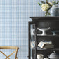 Daisy Gingham Blue Floral Check Premium Peel + Stick Wallpaper