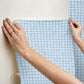 Daisy Gingham Blue Floral Check Premium Peel + Stick Wallpaper