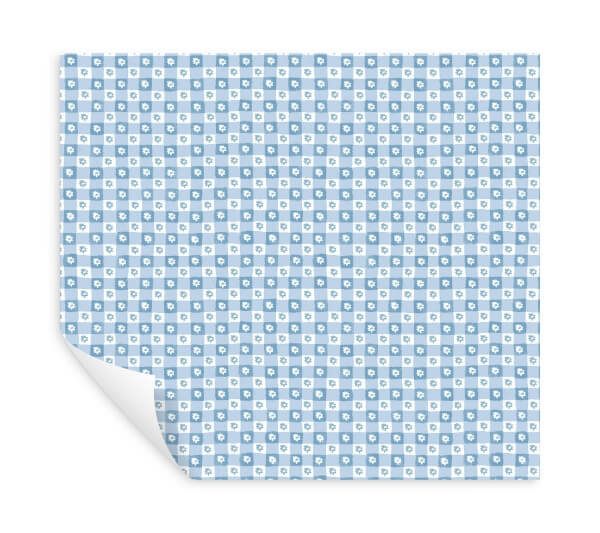 Daisy Gingham Blue Floral Check Premium Peel + Stick Wallpaper