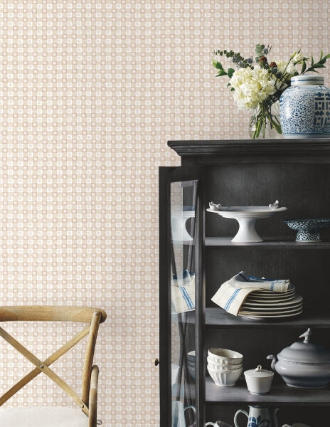 Daisy Gingham Blush Floral Check Premium Peel + Stick Wallpaper