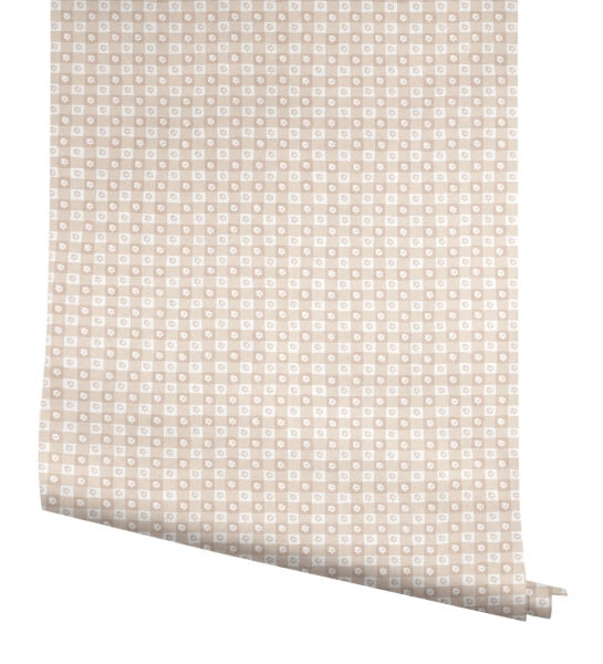 Daisy Gingham Blush Floral Check Premium Peel + Stick Wallpaper