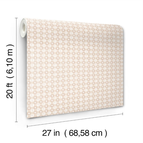 Daisy Gingham Blush Floral Check Premium Peel + Stick Wallpaper