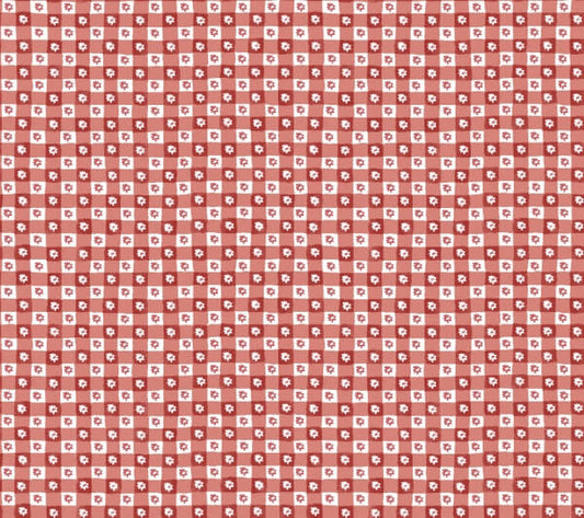 Daisy Gingham Red Floral Check Premium Peel + Stick Wallpaper