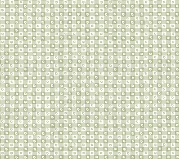 Daisy Gingham Green Floral Check Premium Peel + Stick Wallpaper
