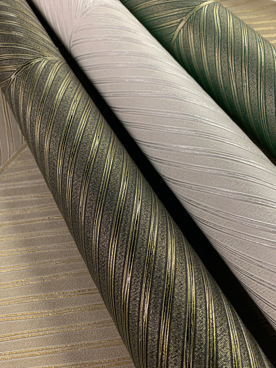 Green/Gold Palm Chevron Wallpaper