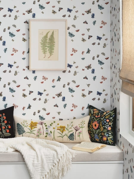 Butterfly House White Wallpaper