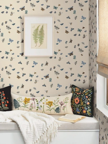 Butterfly House Linen Wallpaper