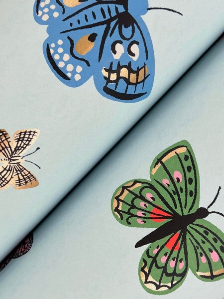 Butterfly House Light Blue Wallpaper