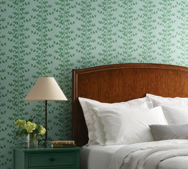 Climbing Vine Soft Teal Wallpaper