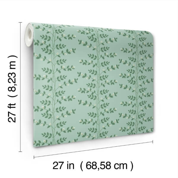 Climbing Vine Soft Teal Wallpaper