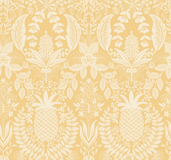 Pineapple Damask Yellow Wallpaper