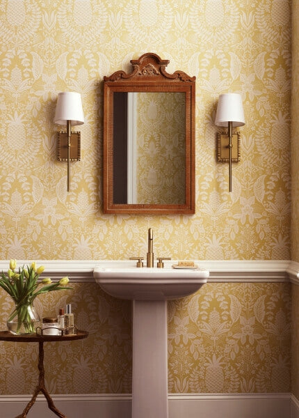 Pineapple Damask Yellow Wallpaper