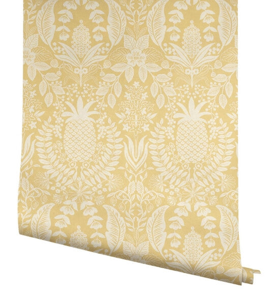 Pineapple Damask Yellow Wallpaper