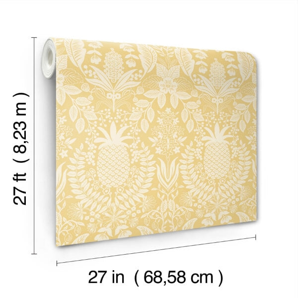 Pineapple Damask Yellow Wallpaper