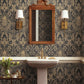 Pineapple Damask Black Wallpaper