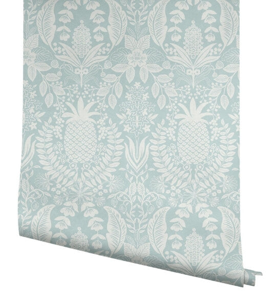 Pineapple Damask Light Blue Wallpaper