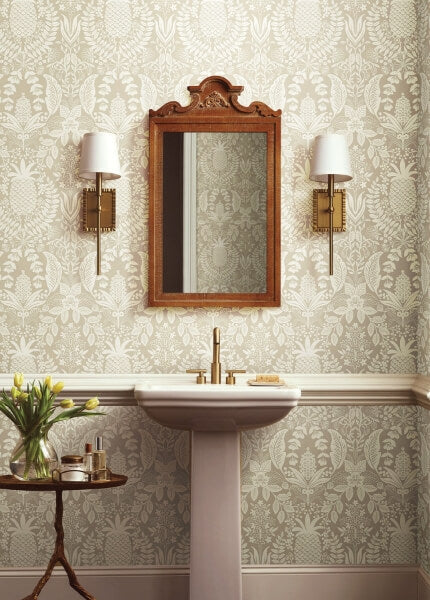 Pineapple Damask Linen Wallpaper