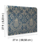 Pineapple Damask Navy Wallpaper