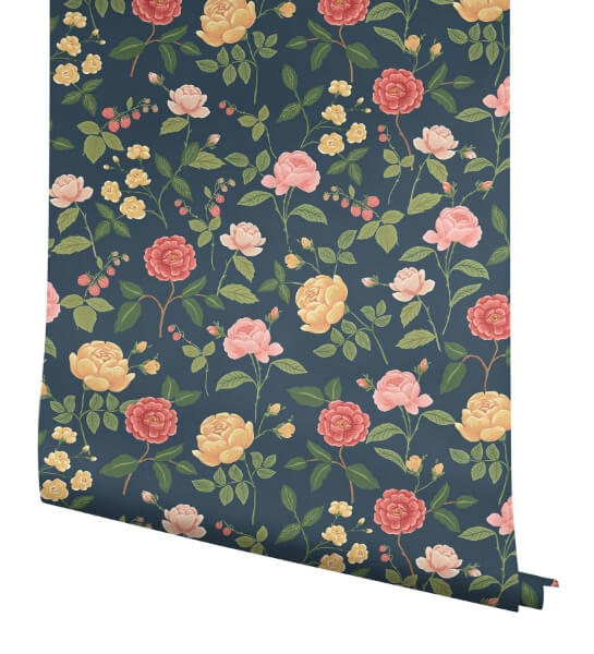 Roses Navy Wallpaper