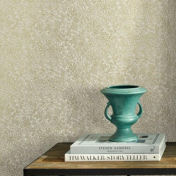 Champagne Dots Gold & White Wallpaper